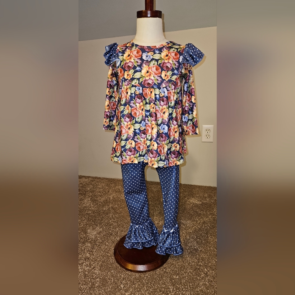 Floral and Polka Dot Kids Matching Set